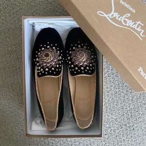 Size 9.5 Louboutin Velvet Embroidered Loafers